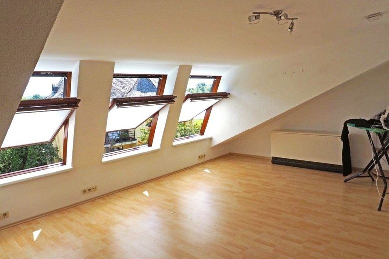 Dachgeschosswohnung mit Dachterrasse und Rheinblick – Wohn- und Esszimmer 