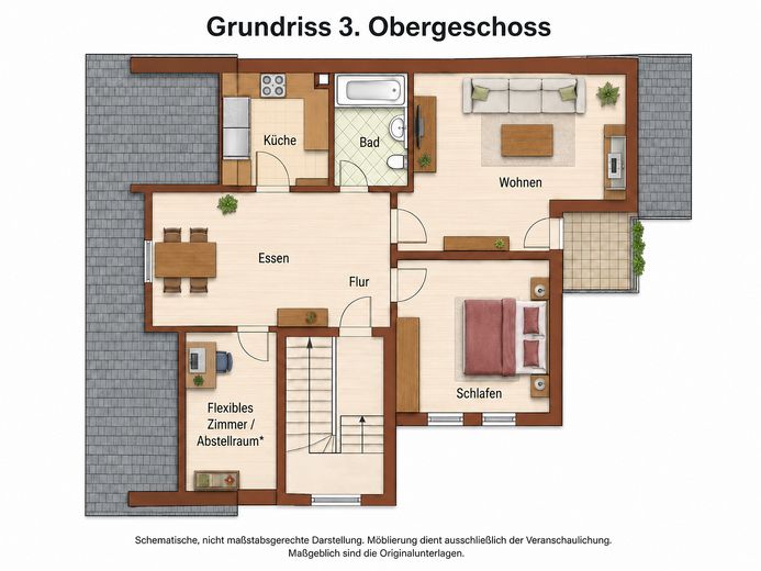 Kapitalanlage in Worms | Stadt als Mieterin | Balkon | provisionsfrei – Grundriss 3. Obergeschoss