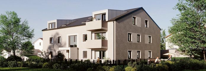 Gotowe do zamieszkania: nowy parter z tarasem/ogrodem + wyposażona kuchnia w Parsdorf koło Monachium | KfW-40-QNG-WE 02 – Wohnhaus Ansicht Garten