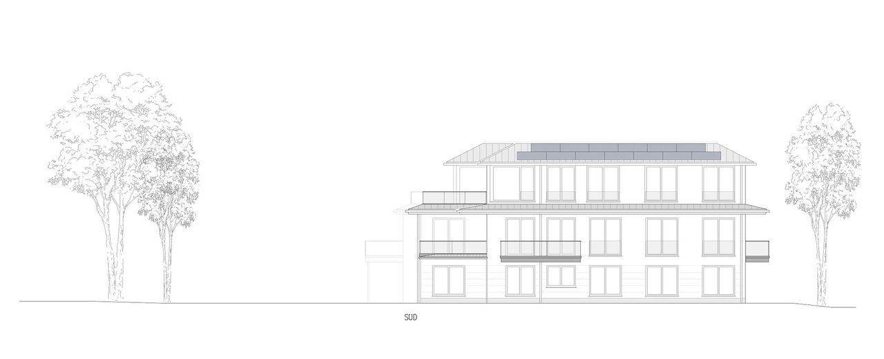 Neubau: Luxuriöse 4-Zimmer Maisonette-Wohnung mit Garten in München Solln – Ansicht Süd