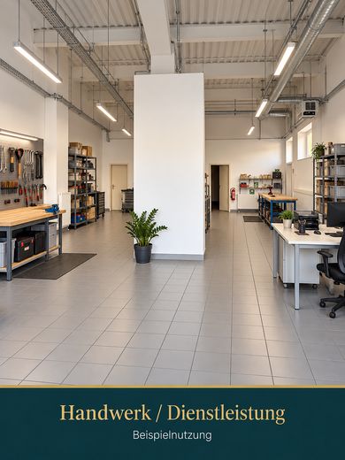 Superficie de producción, consulta o venta, mucho tránsito peatonal, justo al lado del REWE Center Cottbus – Beispieleinrichtung Handwerk