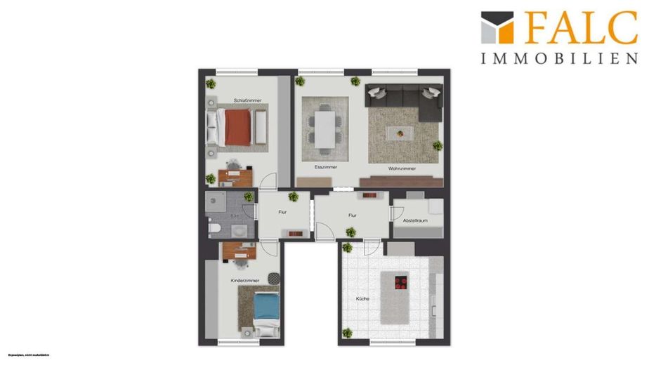 Einziehen und wohlfühlen: Stilvoll sanierte 3-Zimmer-Wohnung mit Designküche – Grundriss