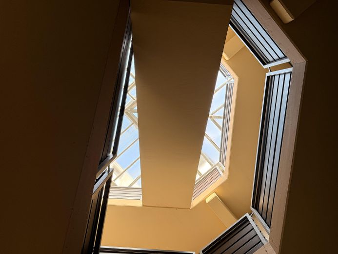 Appartement en duplex avec cheminée et terrasse sur le toit │ Votre nouvel appartement au-dessus des toits de Leverkusen – Treppenhaus