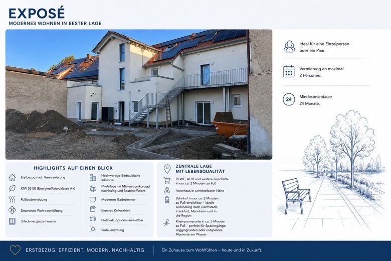 Kapsamlı tadilat sonrası ilk kullanım | KfW55 EE | 62 m² | Üst kat/çatı katı | İstasyona 2 dk. | Taşınmaya hazır 10/2026 – Fotoğraf 1