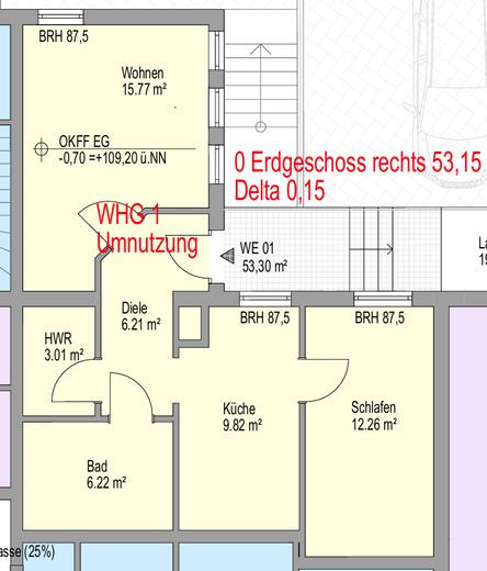 Preiswerte 2 Zimmer Wohnung im Erdgeschoss in ruhiger Wohnlage – Grundriss