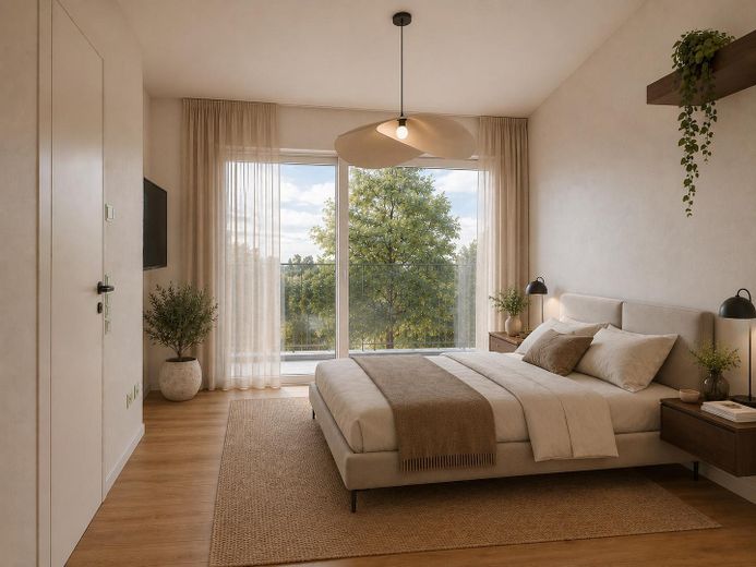 Provisionsfreier Neubau im Rheingau - hochwertige DHH mit Garten, Carport und ausgebautem Dach – Visualisierung Schlafen