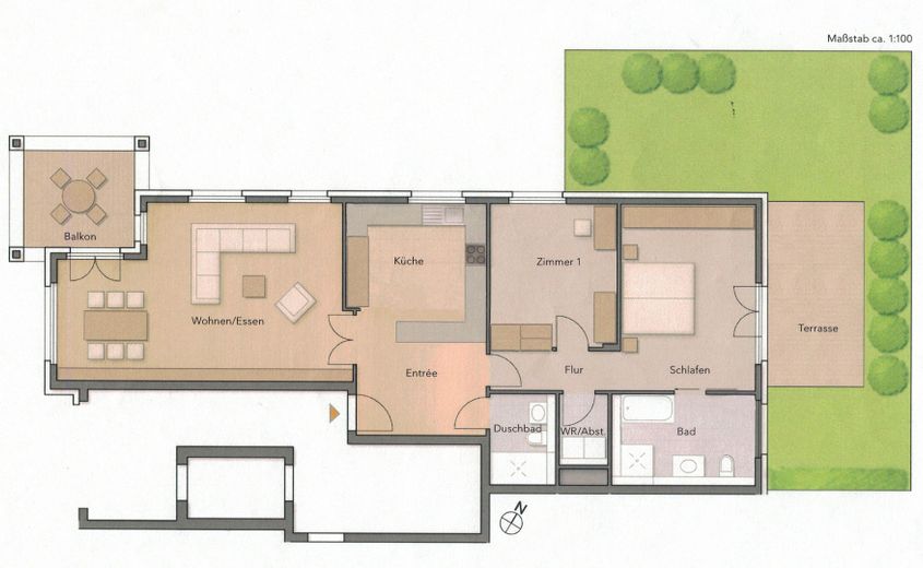 Neubauwohnung von Privat, barrierefrei mit Fußbodenheizung, SmartHome, eigenem Garten und Balkon – Grundriss