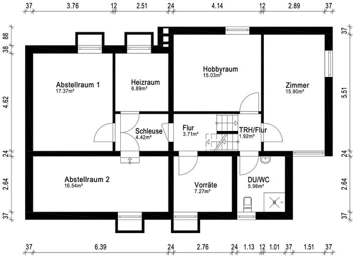 Grundriss Souterrain + Keller
