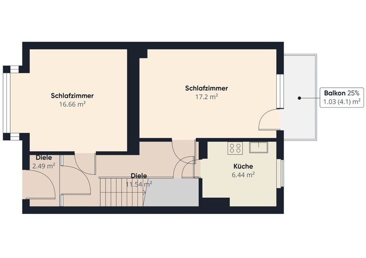 Bahnhofsvorstadt | Studentenhaus mit zwei Balkonen und Terrasse – S&amp;P | Grundriss Erdgeschoss