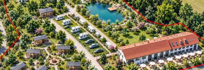 Nieruchomość resortu przyrodniczego z gastronomią, powierzchniami wodnymi i ekspansją zbliżoną do uzyskania pozwolenia