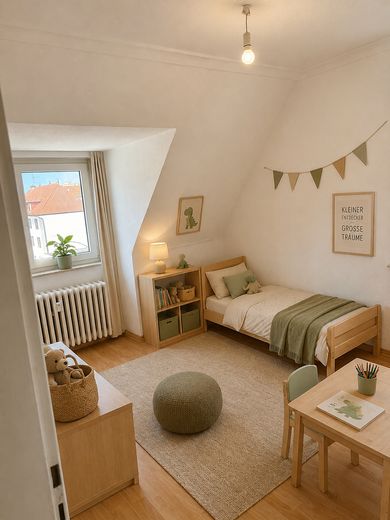 Gemütliche 3-Zimmer-Dachgeschosswohnung mit EBK in zentraler Lage – ab 01.08. frei – Kinderzimmer
