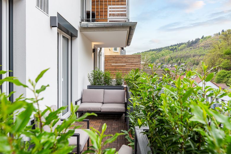 Neubau: vollmöblierte Businessapartments mit Panoramablick – Apartment 4 Terrasse