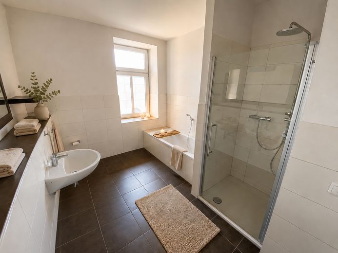 Attraktive 3-Zimmer-Maisonette mit Balkon und Schlossblick in zentraler Lage von Schwerin – Bad