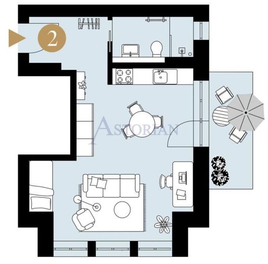 Appartamento di 1 locale a Lichterfelde – Grundriss WE02