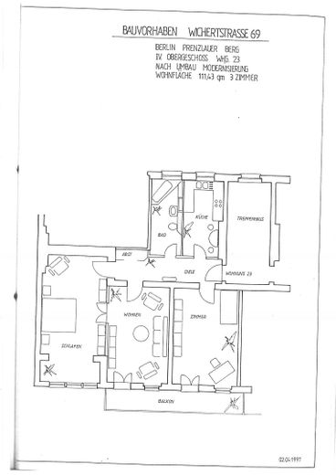 Provisionsfrei: 111 m² Altbau-Kapitalanlage mit 2 Südbalkonen, Helmholtz-Kiez Prenzlauer Berg – Grundriss Kopie