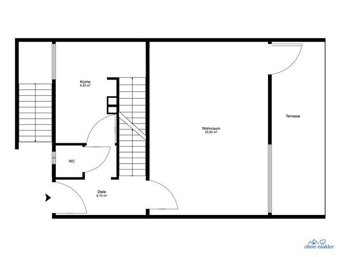 Provisionsfrei: Reihenhaus mit Garten in begehrter Wakenitznähe – Grundriss EG