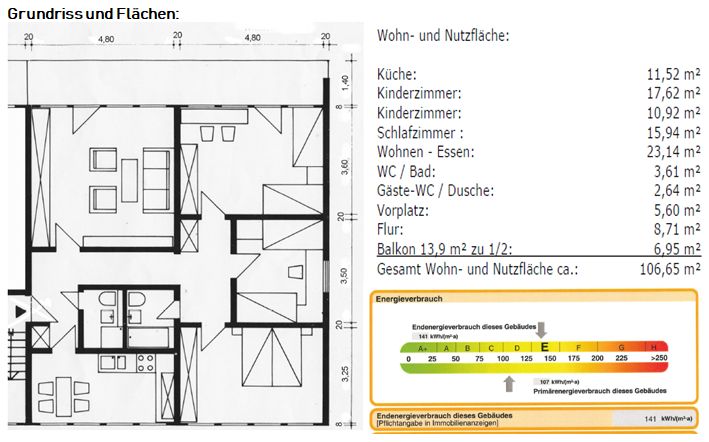 Wohnen auf Zeit: Möblierte 4-Zimmer-Wohnung mit Küche, Bad und Balkon – Grundriss und Flächen