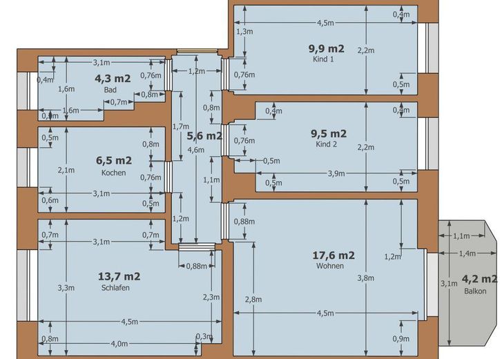 Amplio apartamento de 4 habitaciones en una zona tranquila – Grundriss