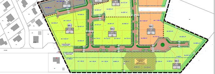 Parzellierung des Baugebietes 