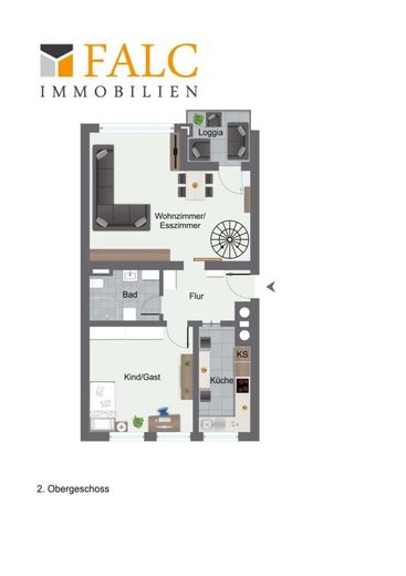 Komfortable, helle Maisonette-Wohnung in guter Lage – Grundriss 2.OG
