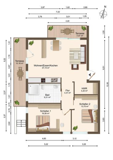 Ingersheim’de geniş, 4 odalı yeni daire – Grundriss