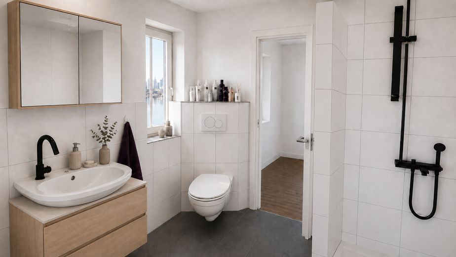 5% AfA - Auf 69 m² stilvoll Wohnen oder mit Rendite vermieten – The Attic Apartment – Bad