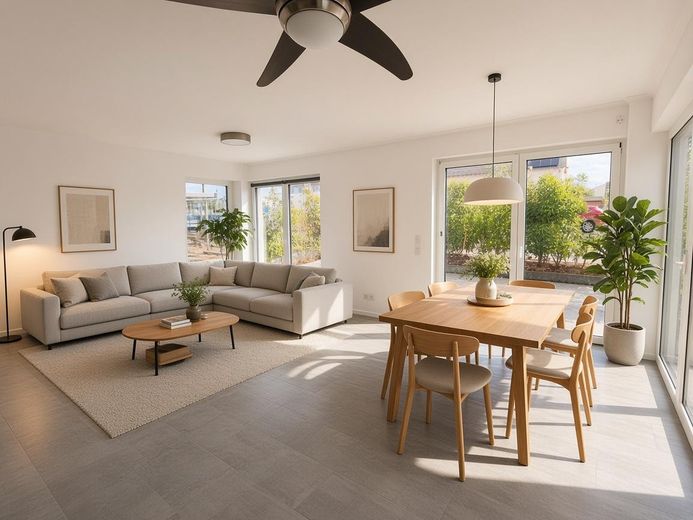 Modernes Doppelhaus in Hochheim in bester Lage / Stunning Semi-Detached Home in a Prime Location – EG: Der Blick aus der Küche