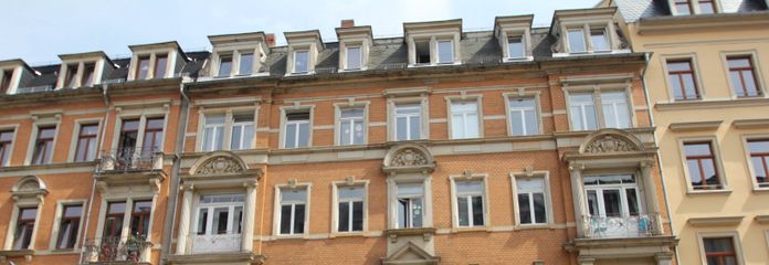 Johannstadt, Nähe Medak, Schöne 4-Raum-Wohnung mit Dielenfußboden und Balkon – Aussenansicht