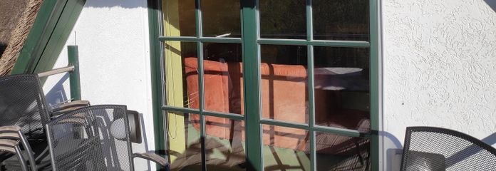 Holiday home on the Baltic Sea 800 meters to the water – Terrasse mit Ausblick