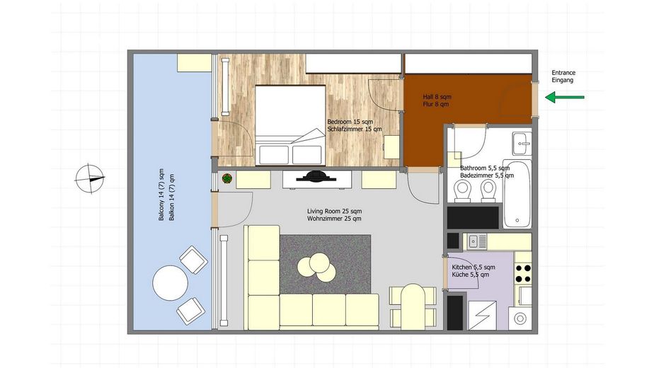Inheidener Straße: Helle 2-Zimmer-Wohnung mit Süd-Balkon, Einbauküche & Top-Anbindung – Photo 27