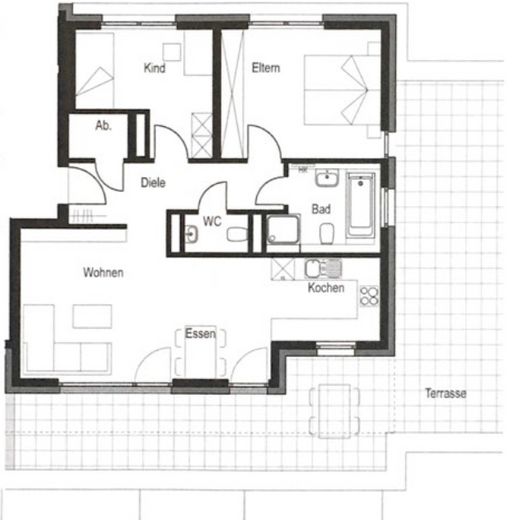 Nieuw penthouse met groot dakterras - 90m², 2 parkeerplaatsen in de ondergrondse garage, bouwjaar 2020 – Grundriss