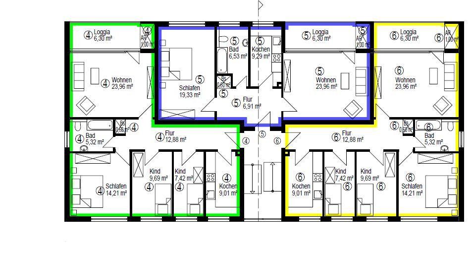 Wohnung Nr. 4, grüne Farbe
