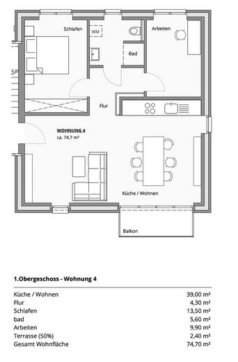 1. Obergeschoss Grundriss