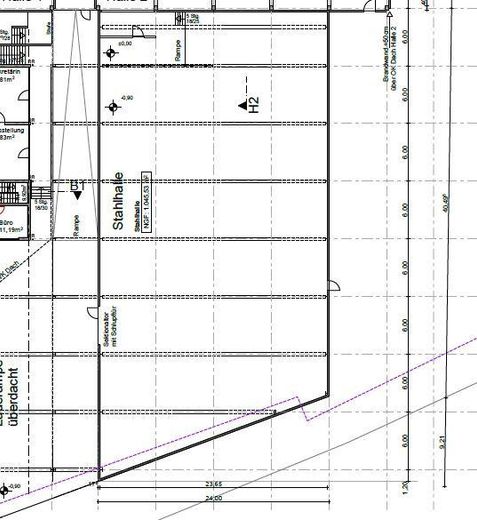 Capannone di stoccaggio e produzione di 1000m² nella zona industriale, 2,75 €/m² vicino a Saarbrücken (uffici opzionali) – Grundriss Stahlhalle