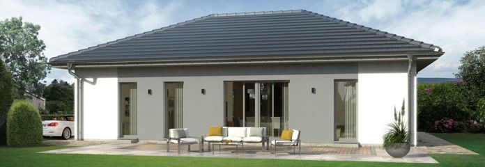 Ansicht Bungalow 1 W Garten Tag