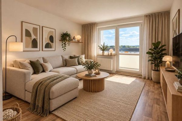 Sonnige Aussichten! Sanierte 3-Raum-Wohnung mit verglastem Balkon und Ausblick zum Sofortbezug