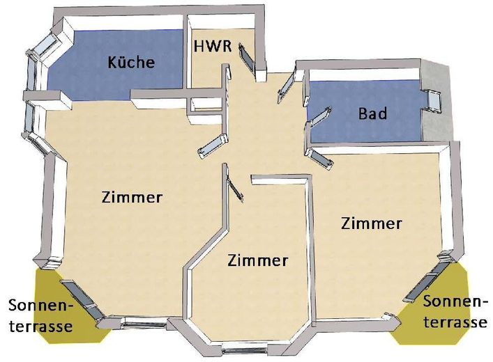senza commissioni, appartamento di 3 locali ai margini di Berlino, posizione da sogno, terrazze soleggiate – Grundriss