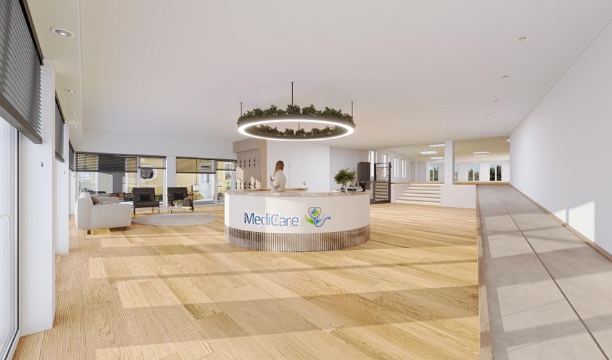 Erstbezug! Flächen im Ärztezentrum Hamm B.-Hövel, 150-450 m² für Ärzte, Therapie & Gesundheit – Visualisierung Eingang