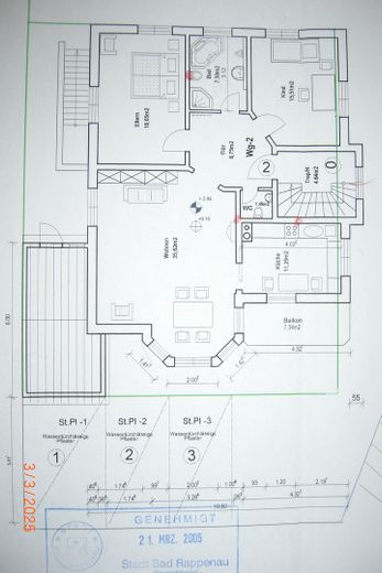 Jasne 3-pokojowe mieszkanie, 101,72 m², 1. piętro – mieszkanie w Bad Rappenau-Bonfeld – Grundriss