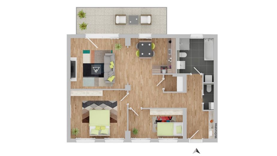 3,5-Zi.-EG-Wohnung, Erstbezug nach Kernsanierung – bis zu 45.000 € KfW-Zuschuss – Grundriss Wohnung