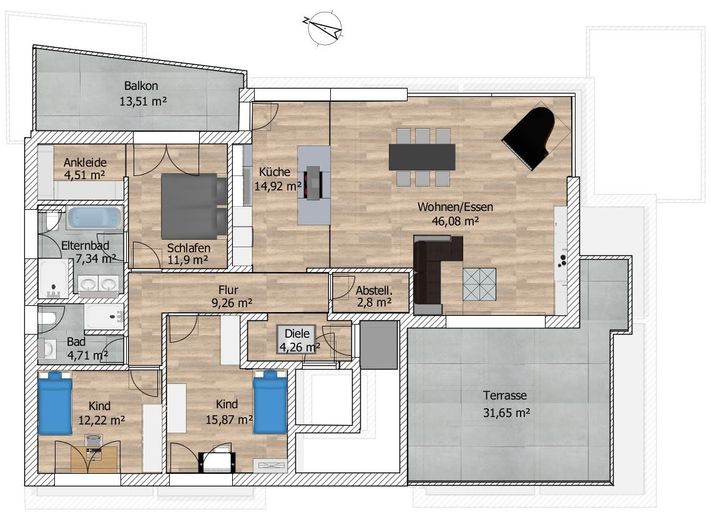 Droompenthouse boven de daken van Ulm – modern, zo goed als nieuw, energiezuinig – Foto 14