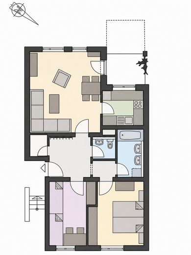 Commission-free | 3-room ground floor apartment, terrace & underground parking | Energy efficiency class B & district heating | Dresden commuter belt – Grundriss der Wohneinheit