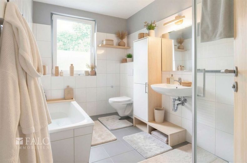 +++ Kapitalanlage mit Potenzial: Ihr Zweifamilienhaus in Ruhelage +++ – Badezimmer Whg. 2e - (KI generiert)