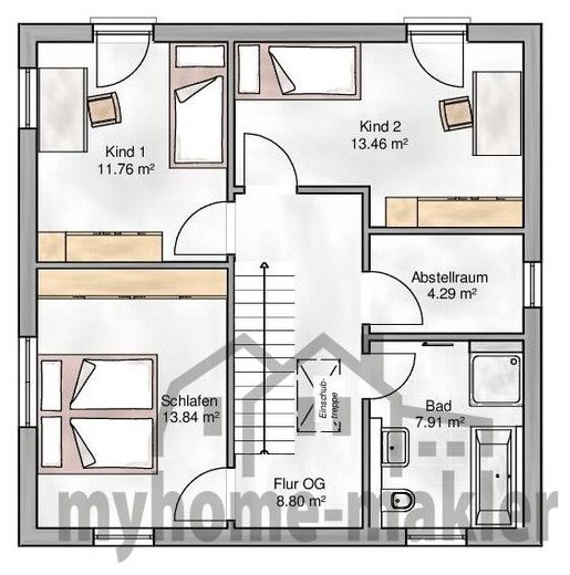 AKTIONSHAUS - Küche inklusive! Provisionsfrei mit Festpreis vom Bauträger - Eigentum statt Miete! – Grundriss Obergeschoß