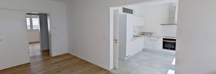 Appartement moderne de 2 pièces avec TERRASSE et cuisine équipée dans le quartier ouest de Stuttgart – Ansicht I: Wohnzimmer