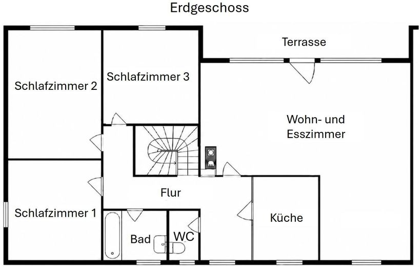 Freistehendes Familienhaus mit Traumgarten, Terrasse, Garage und viel Platz in Reinheim – Grundriss Erdgeschoss