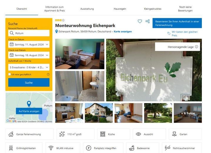 Wohnungen/ Seniorenresidenzen (11), Blockhaus-Treffpunkt(1), Bauplätze (3) – Monteuerwohnung/ Booking.Com