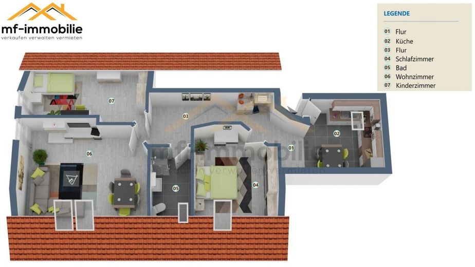 Schöne grosse 3-Raumwohnung 83 m² ruhige Lage in zweiter Reihe – Grundriss