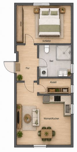 Erstbezug im Neubau! Moderne 2-Zimmer Wohnung mit QNG-Plus Siegel und Einbauküche! – Grundriss