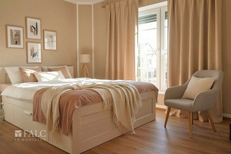 Zwei Wohnwelten unter einem Dach! Freistehendes Einfamilienhaus mit Einliegerwohnung – Schlafzimmer Einliegerwohnung - (KI generiert)